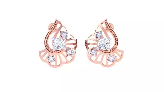 Women solitaire studs mesh Earrings 3dm stl 3mf obj glb gltf mtl 3D print model