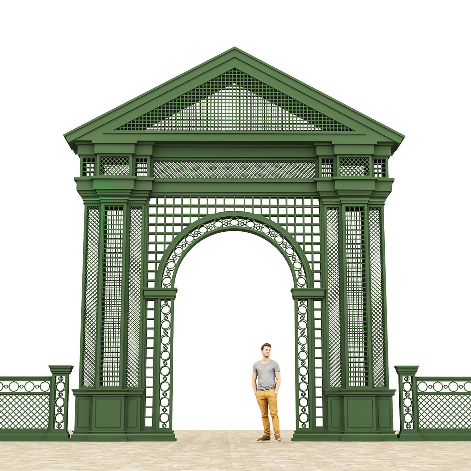 Entrance  arch for parks and alleys Low-poly 3D model_3