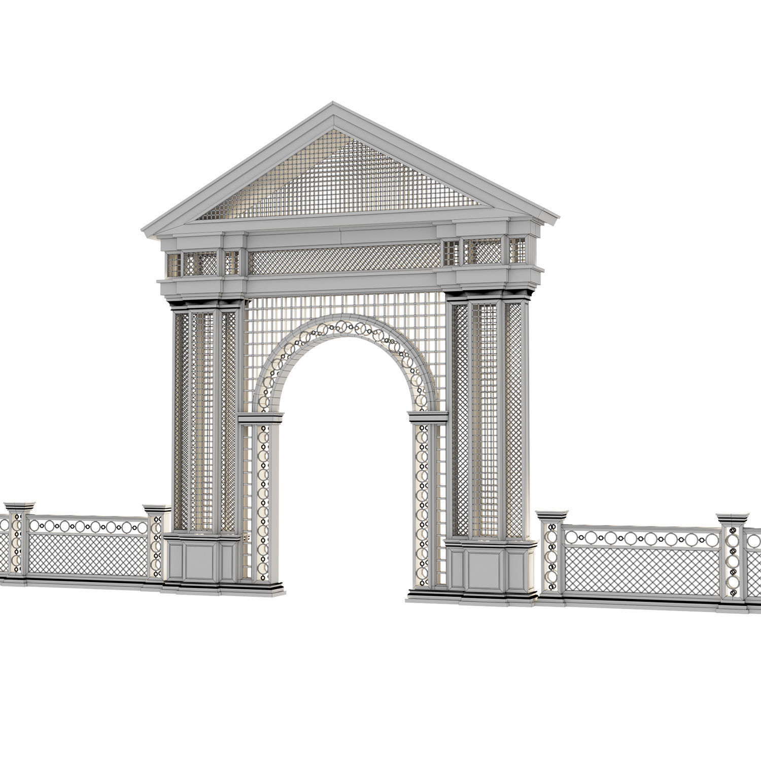 Entrance  arch for parks and alleys Low-poly 3D model_6