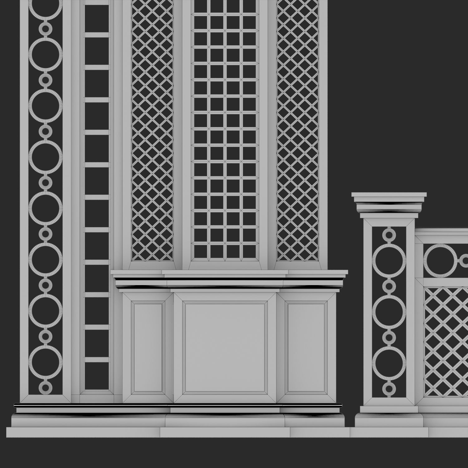 Entrance  arch for parks and alleys Low-poly 3D model_7