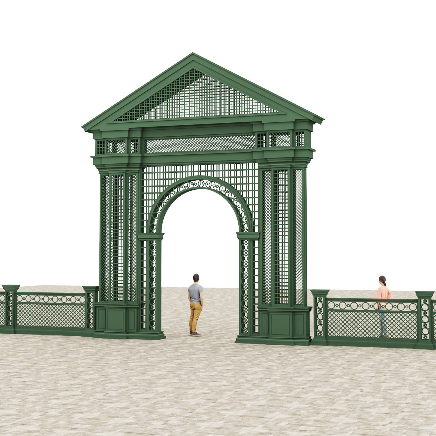 Entrance  arch for parks and alleys Low-poly 3D model_4