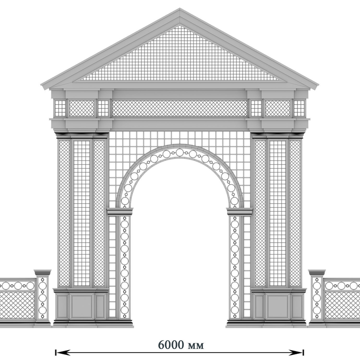 Entrance  arch for parks and alleys Low-poly 3D model_5