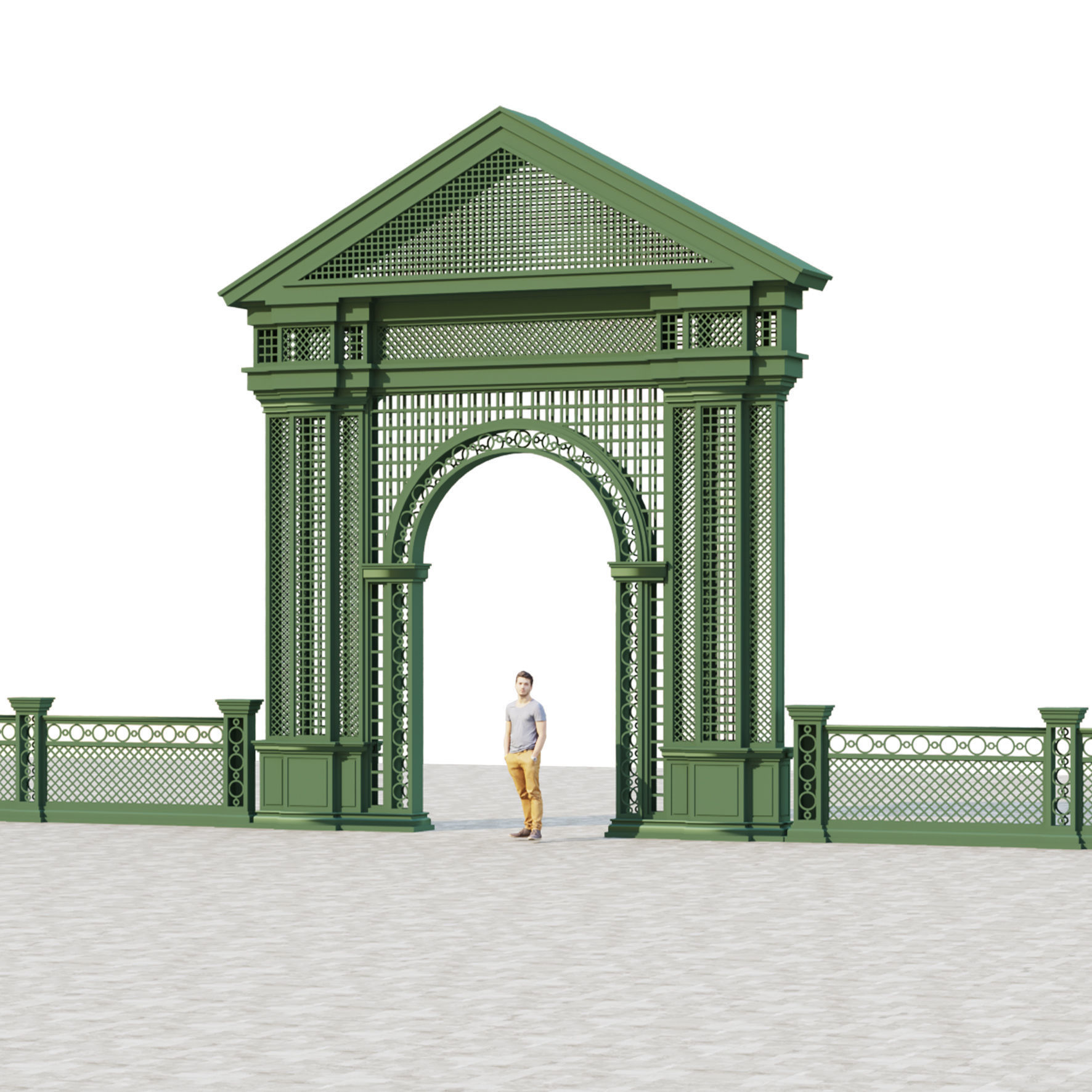 Entrance  arch for parks and alleys Low-poly 3D model_2