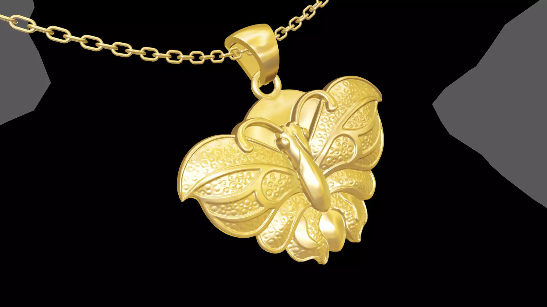 Butterfly V3 Pendant jewelry gold necklace medallion 3D print model