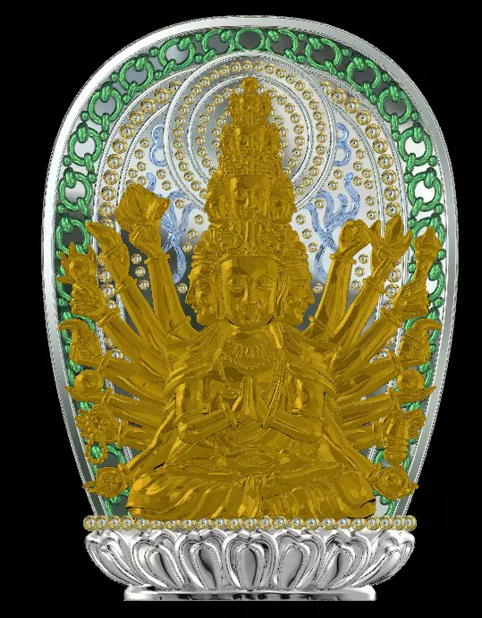 Thousand Hands Thousand Eyes Buddha Pendant 3D print model