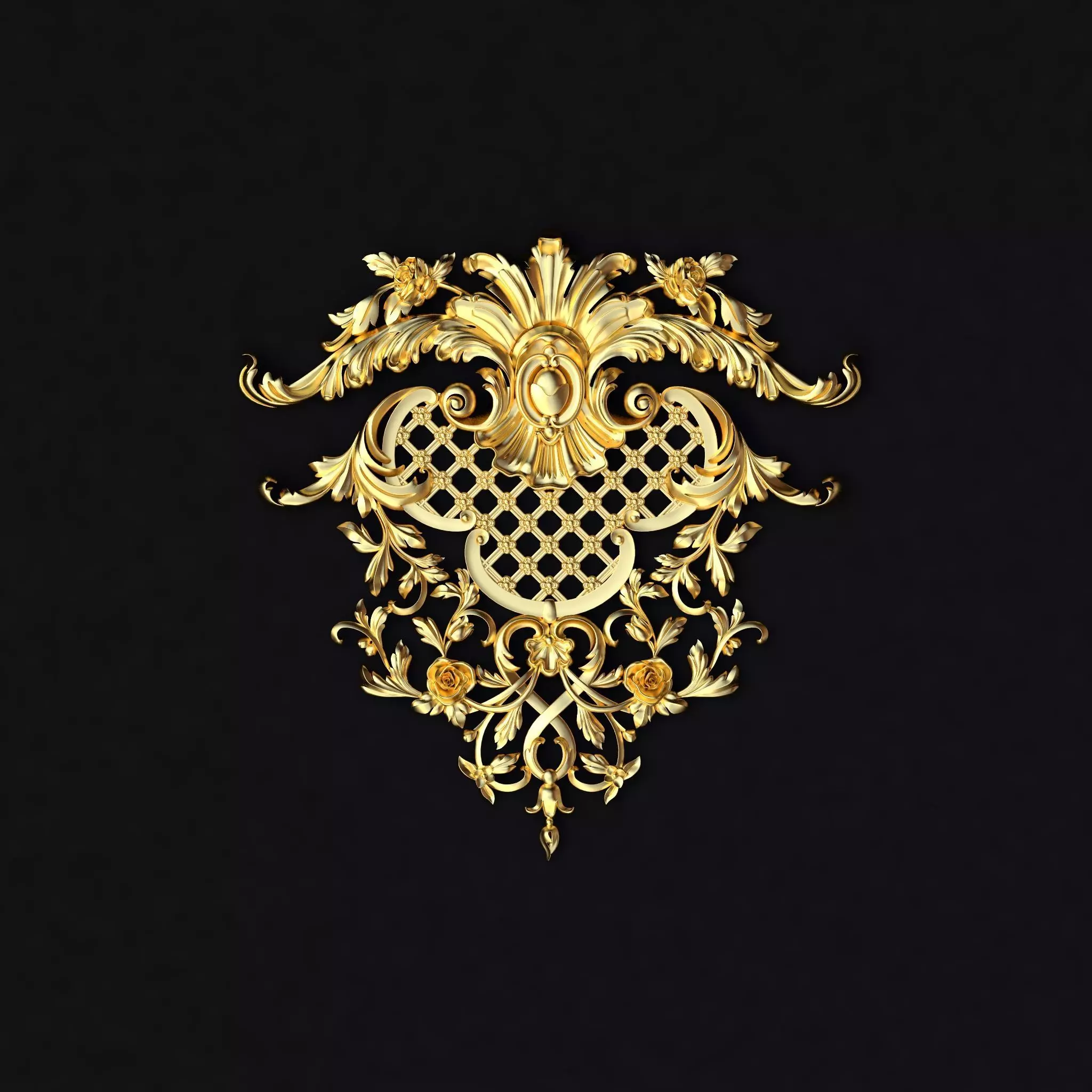 Central decor ornament for furniture 3D model_0