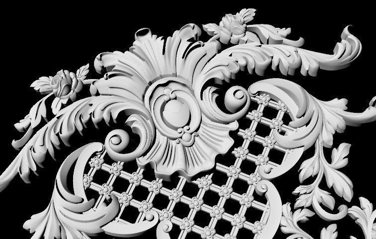 Central decor ornament for furniture 3D model_3