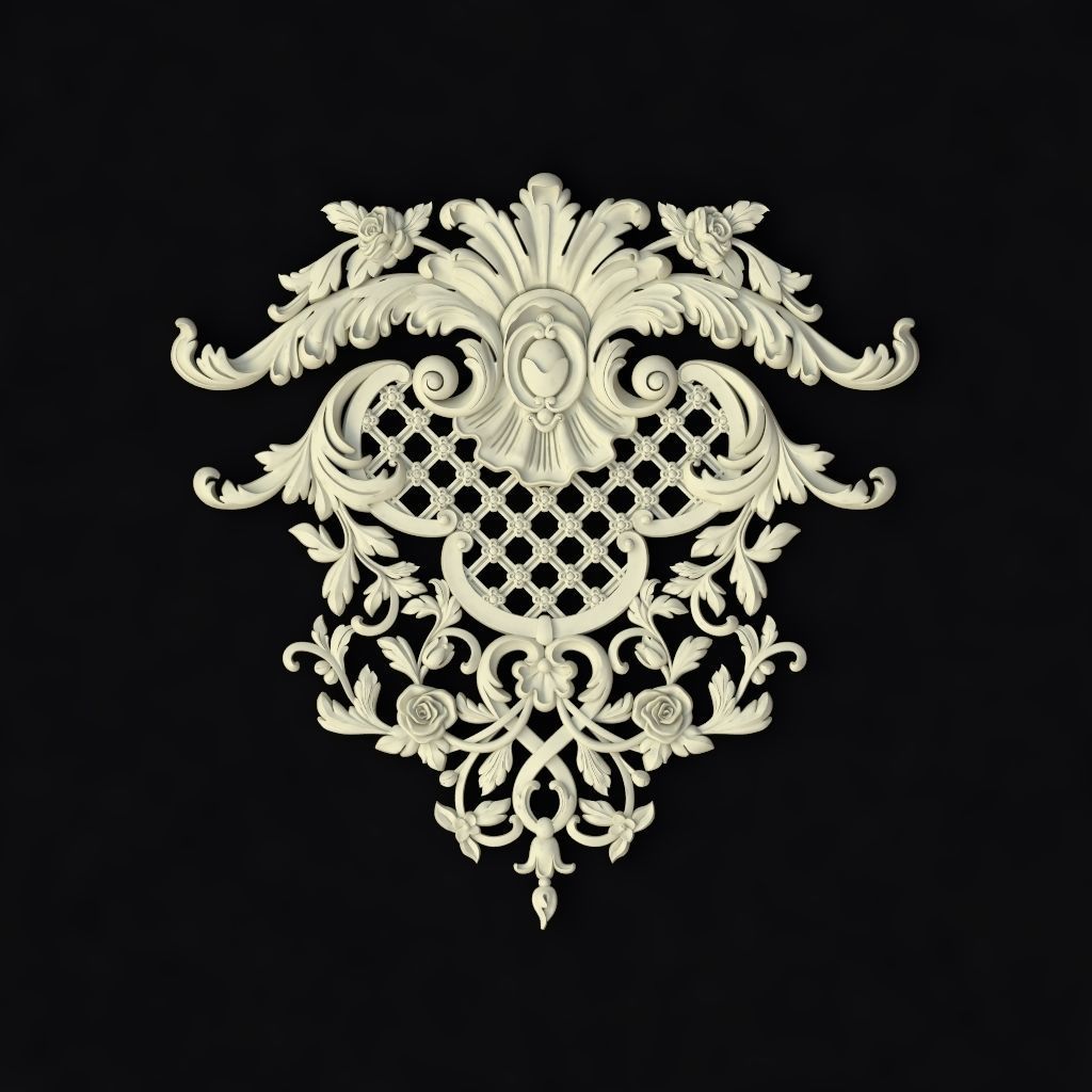 Central decor ornament for furniture 3D model_1