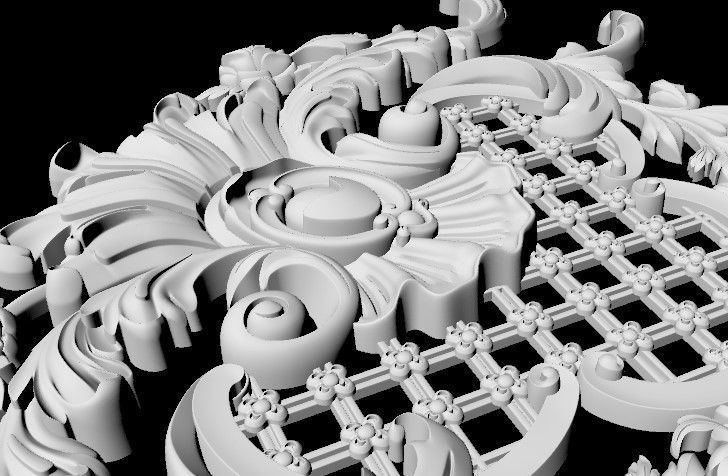 Central decor ornament for furniture 3D model_4