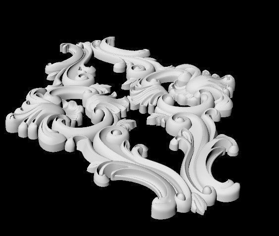 Central decor ornament for furniture 3D model_4