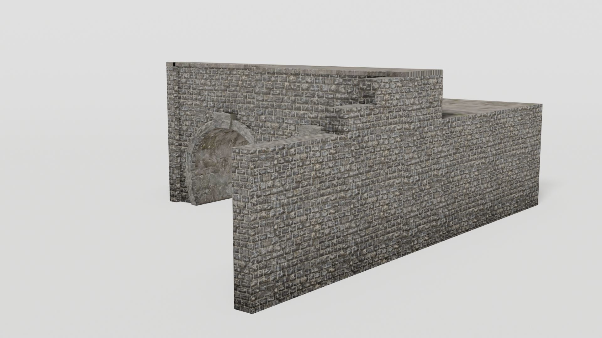 Double railway tunnel Low-poly 3D model_3