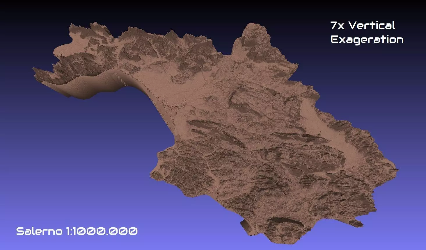 Italy 3D Map of Salerno Provice 1 to 1000000 3D print model_0
