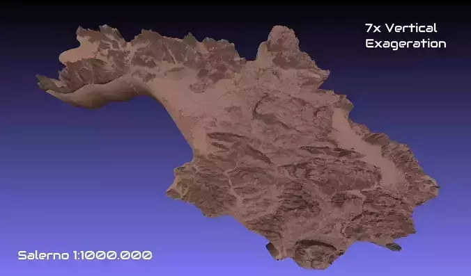 Italy 3D Map of Salerno Provice 1 to 1000000