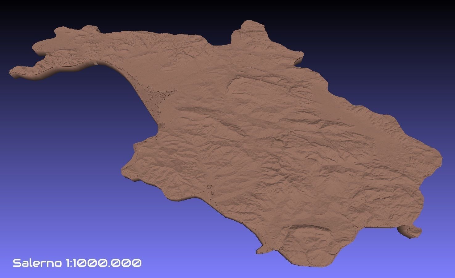 Italy 3D Map of Salerno Provice 1 to 1000000 3D print model_1