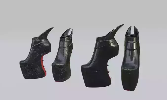 Distressed shoes wedge Low-poly 3D model