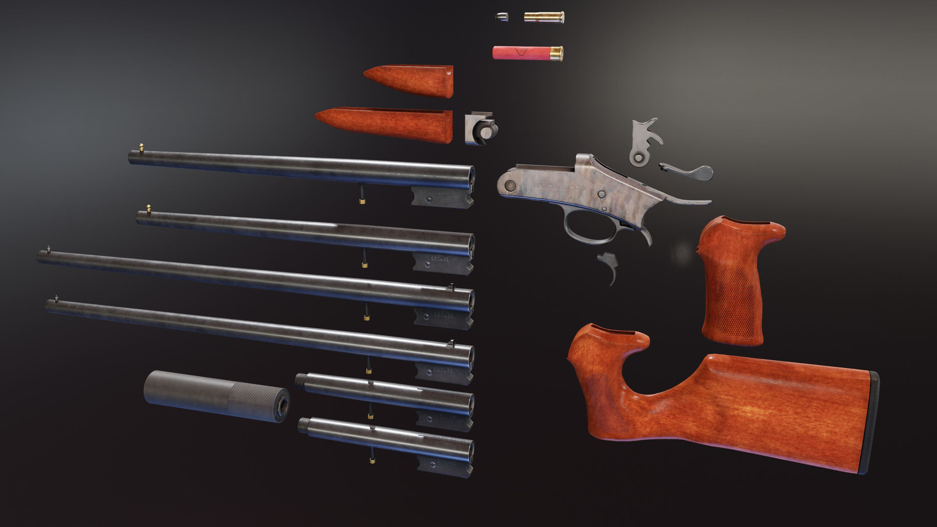 Harrington and Richardson Handy Gun Low-poly 3D model_5