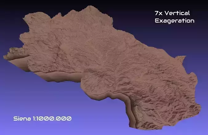 Italy 3D Map of Siena Provice 1 to 1000000