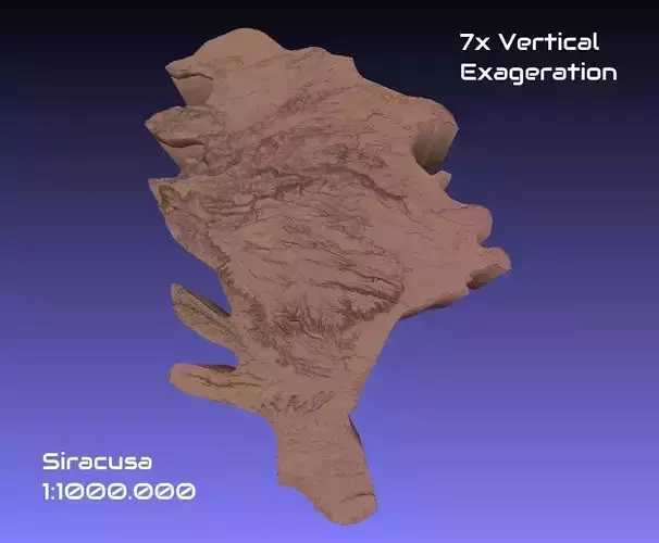 Italy 3D Map of Siracusa Provice 1 to 1000000 3D print model