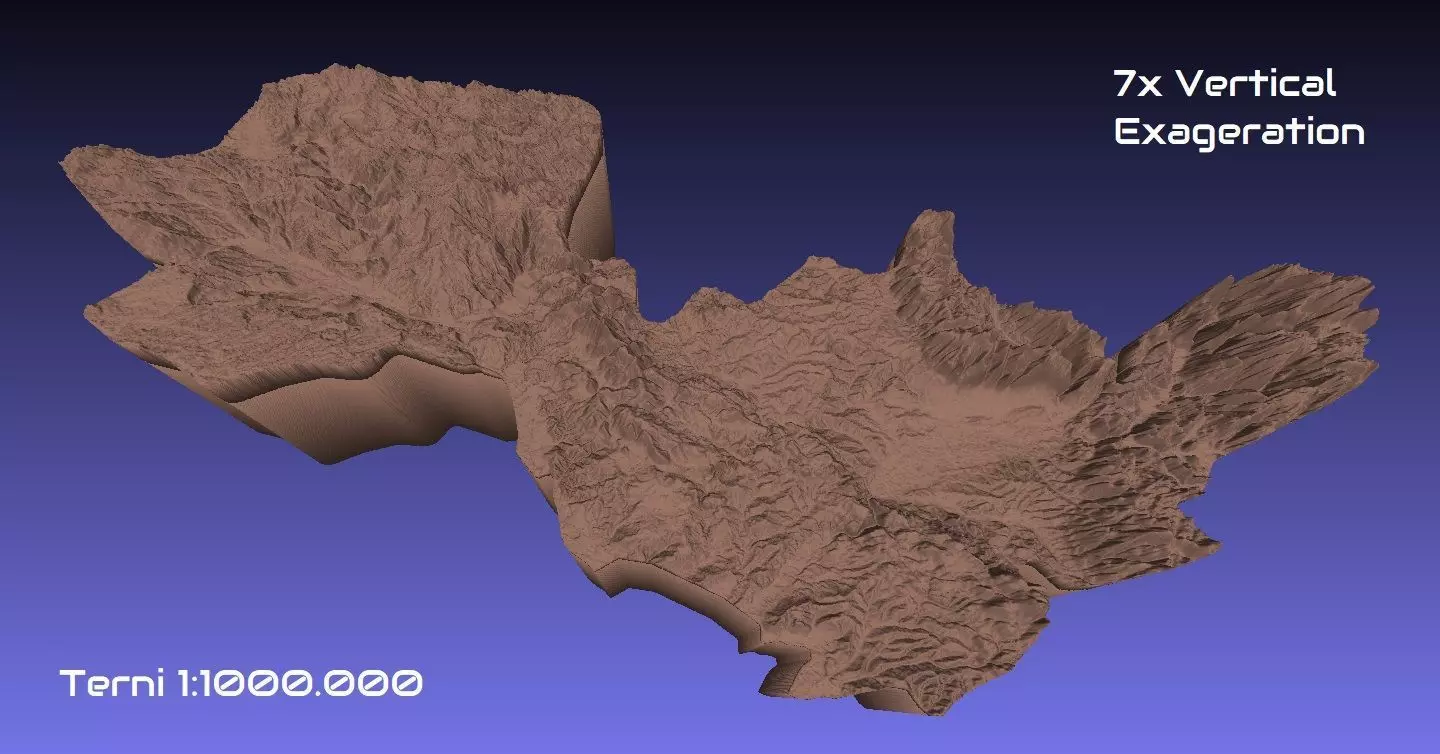 Italy 3D Map of Terni Provice 1 to 1000000 3D print model_0
