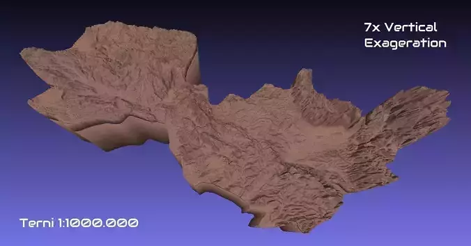 Italy 3D Map of Terni Provice 1 to 1000000