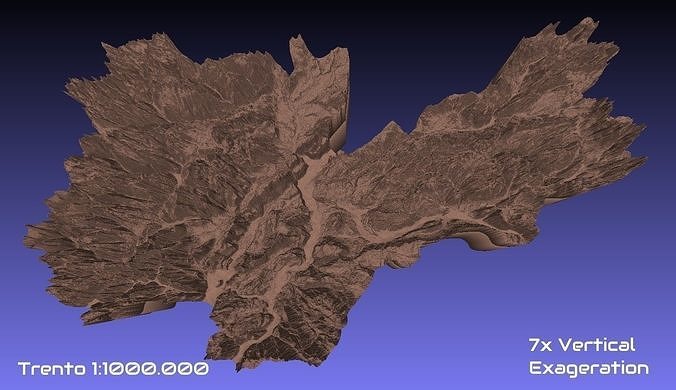 Italy 3D Map of Trento Provice 1 to 1000000 3D print model