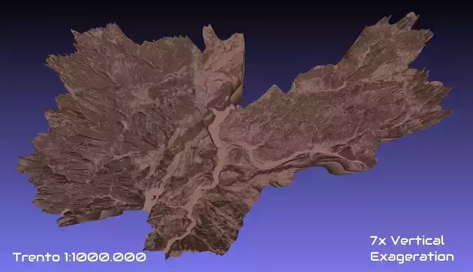 Italy 3D Map of Trento Provice 1 to 1000000