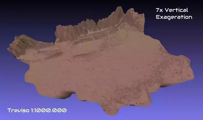 Italy 3D Map of Treviso Provice 1 to 1000000 3D print model