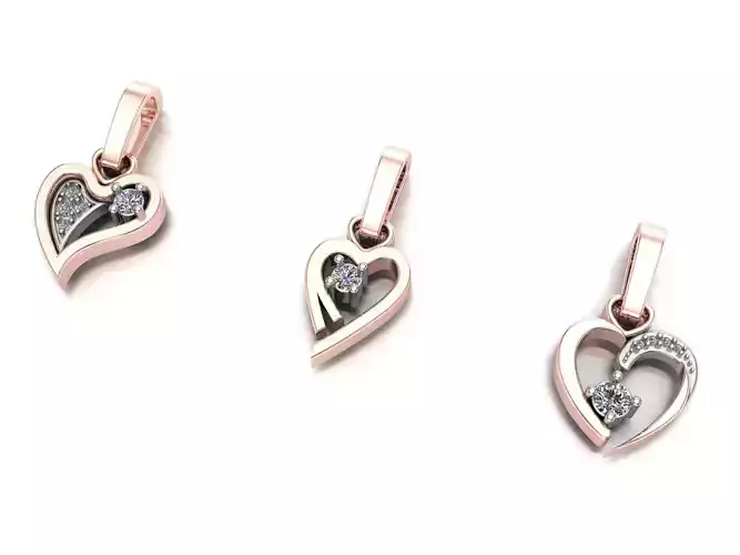 3 DIAMOND HEART PENDANTS - 1