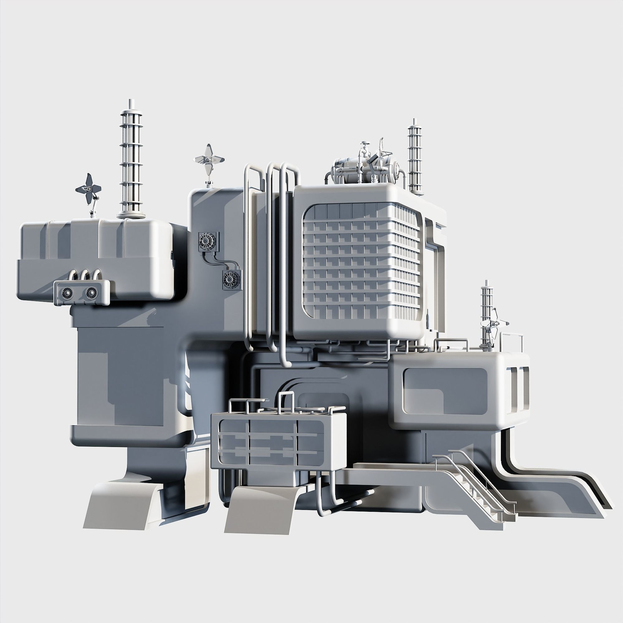 10 Scifi Bulding  More Then 30 Props Low-poly 3D model_7