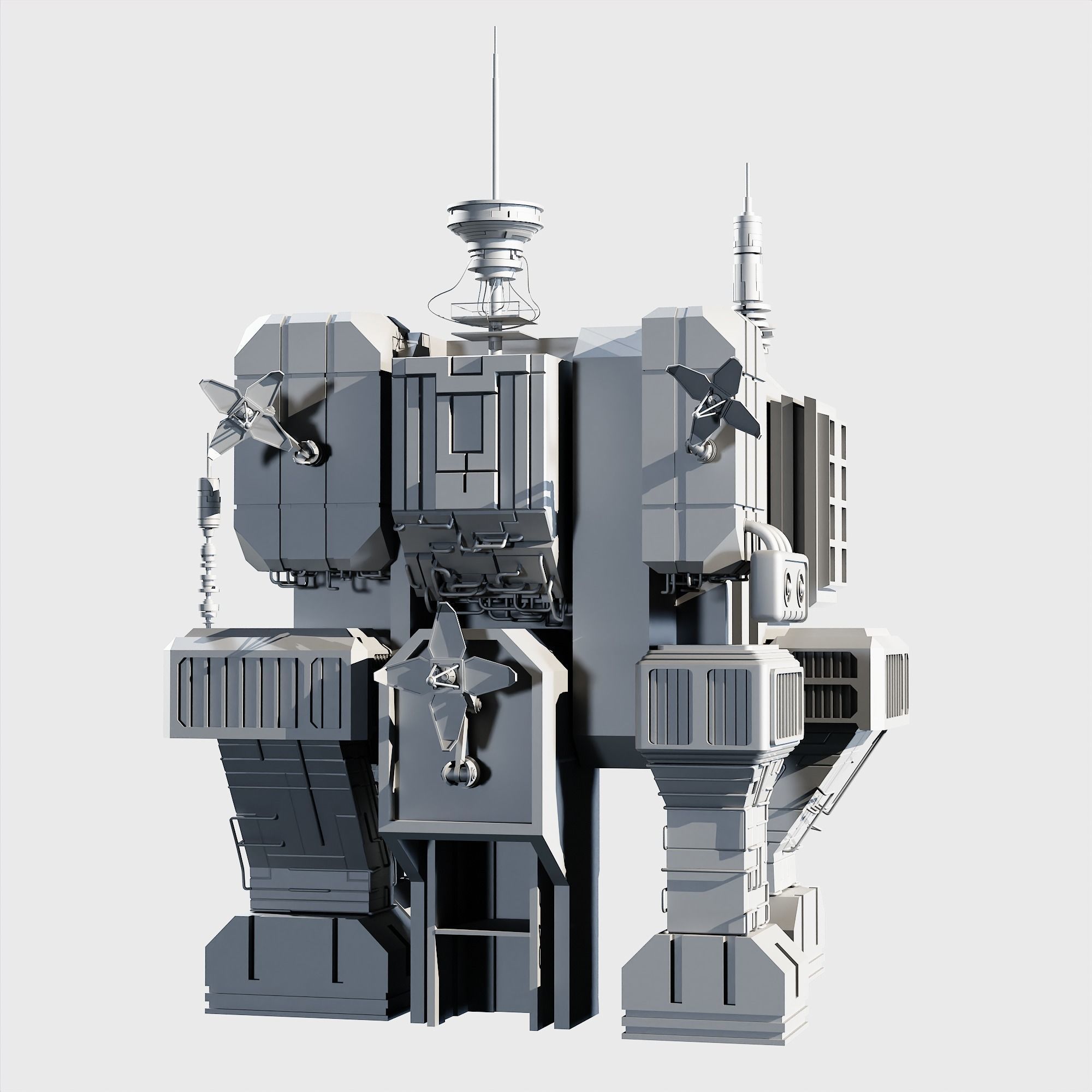 10 Scifi Bulding  More Then 30 Props Low-poly 3D model_5