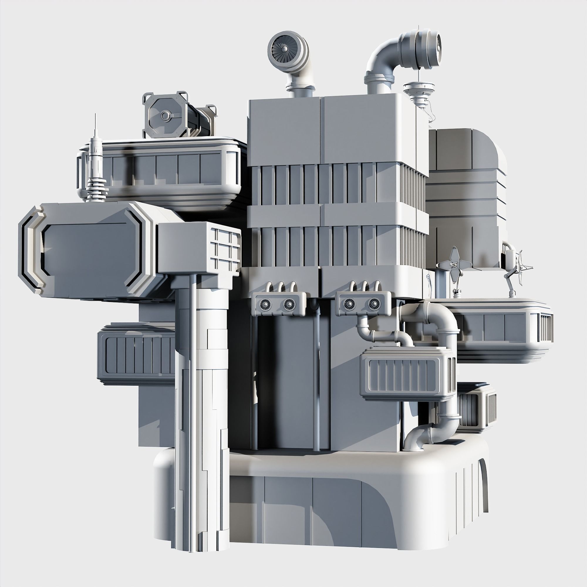 10 Scifi Bulding  More Then 30 Props Low-poly 3D model_10