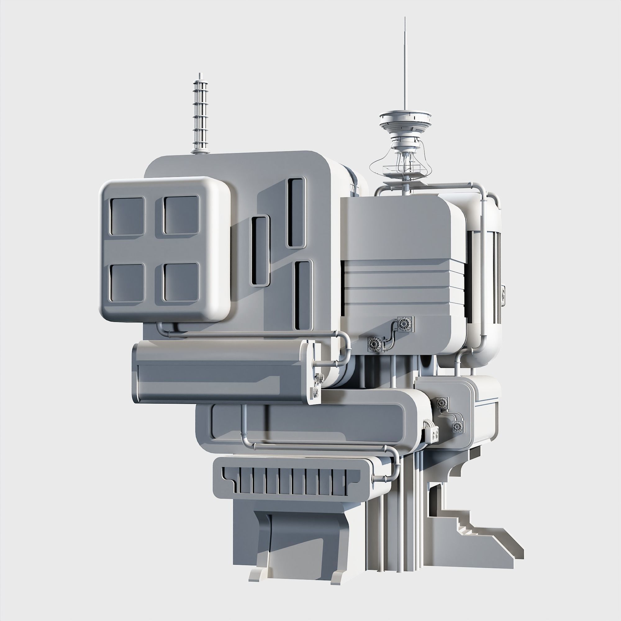 10 Scifi Bulding  More Then 30 Props Low-poly 3D model_8