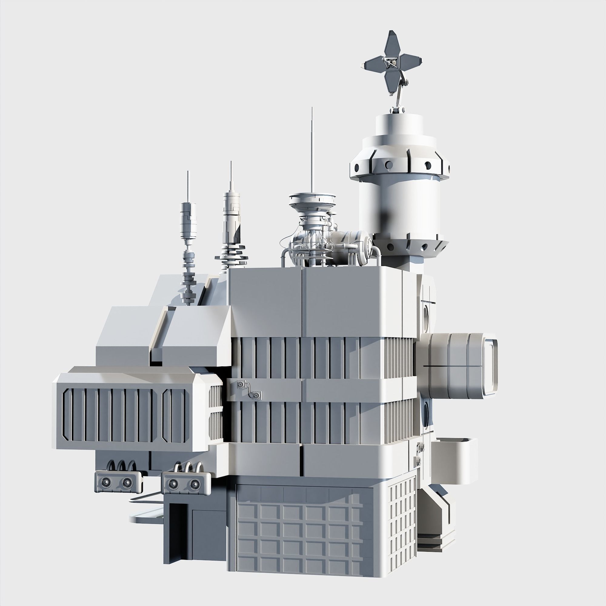 10 Scifi Bulding  More Then 30 Props Low-poly 3D model_3