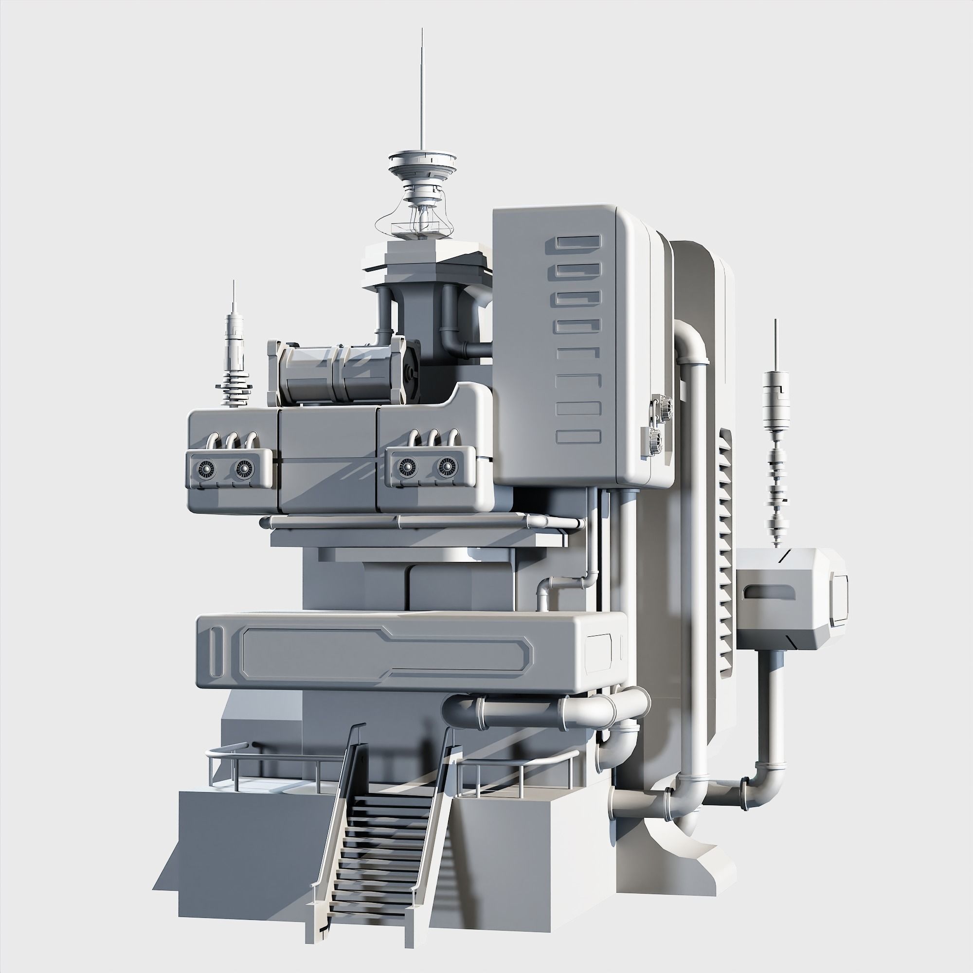 10 Scifi Bulding  More Then 30 Props Low-poly 3D model_9