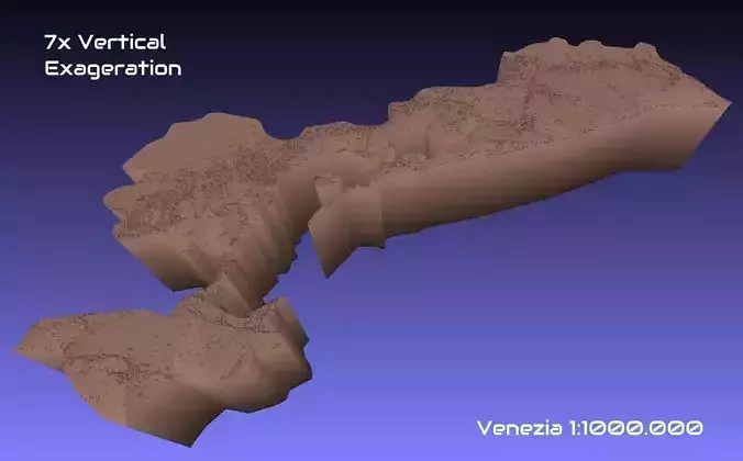 Italy 3D Map of Venezia Provice 1 to 1000000
