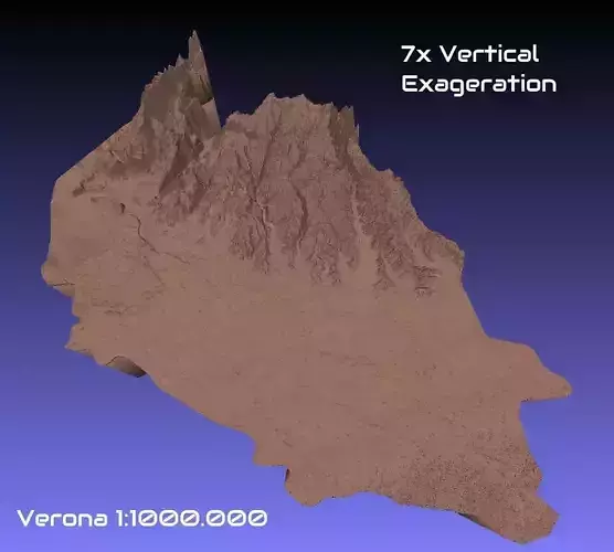 Italy 3D Map of Verona Provice 1 to 1000000