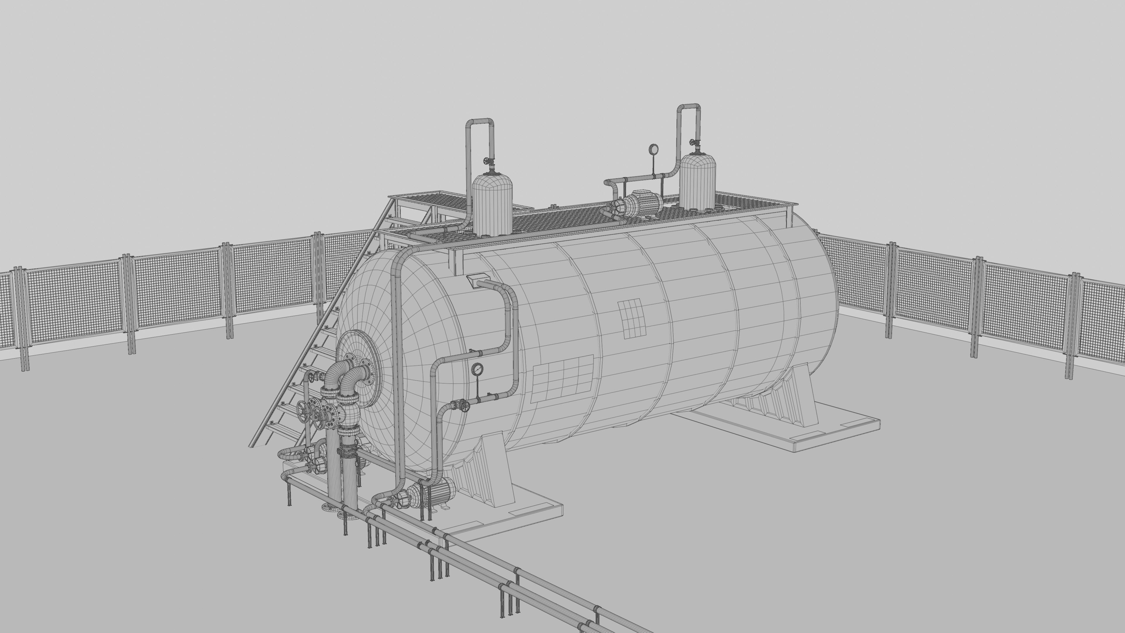 Steam Boiler Refinery Industrial 3D model_19