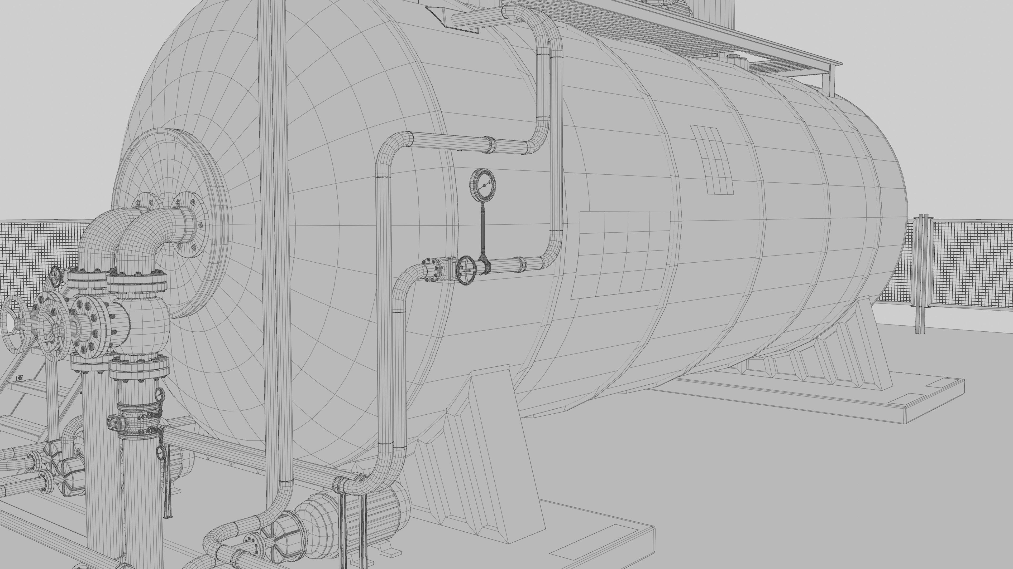 Steam Boiler Refinery Industrial 3D model_17