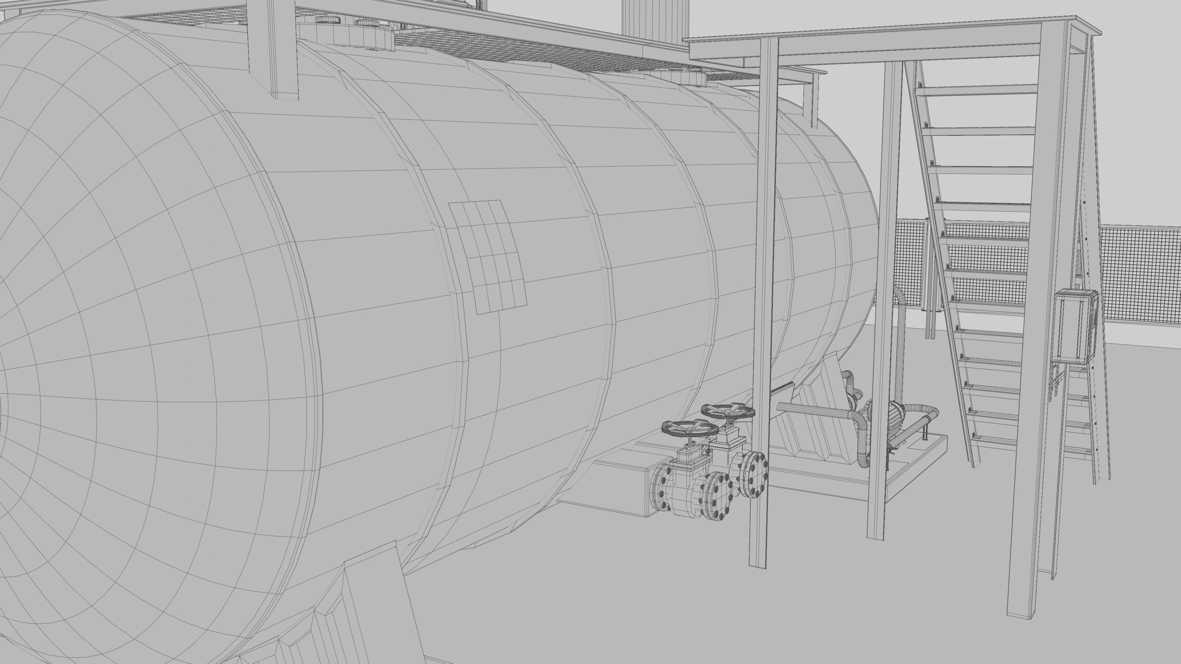 Steam Boiler Refinery Industrial 3D model_21