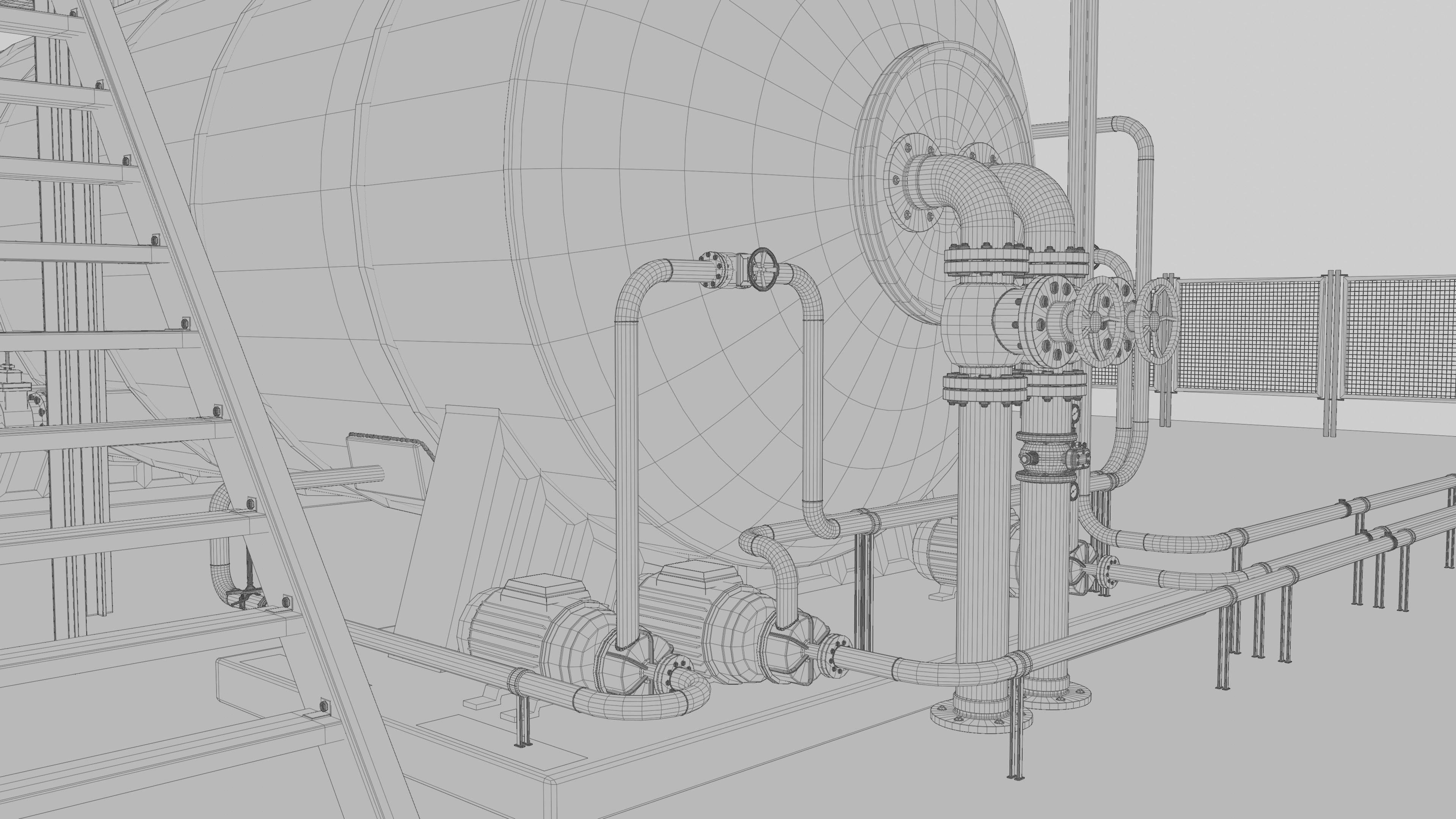 Steam Boiler Refinery Industrial 3D model_14