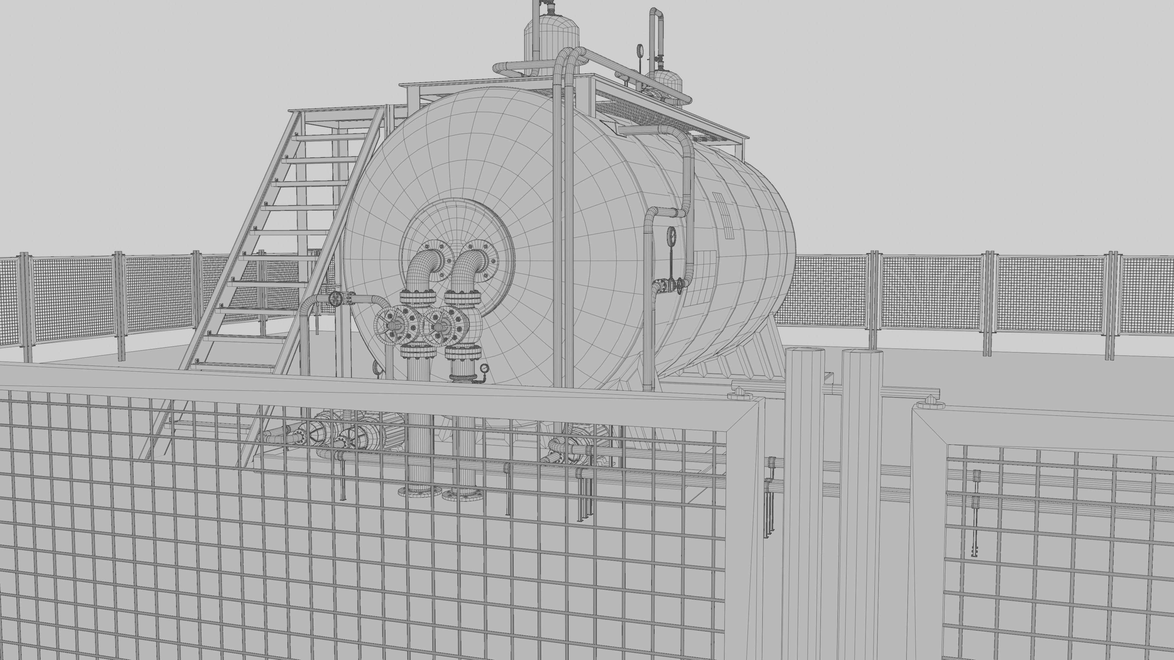 Steam Boiler Refinery Industrial 3D model_15