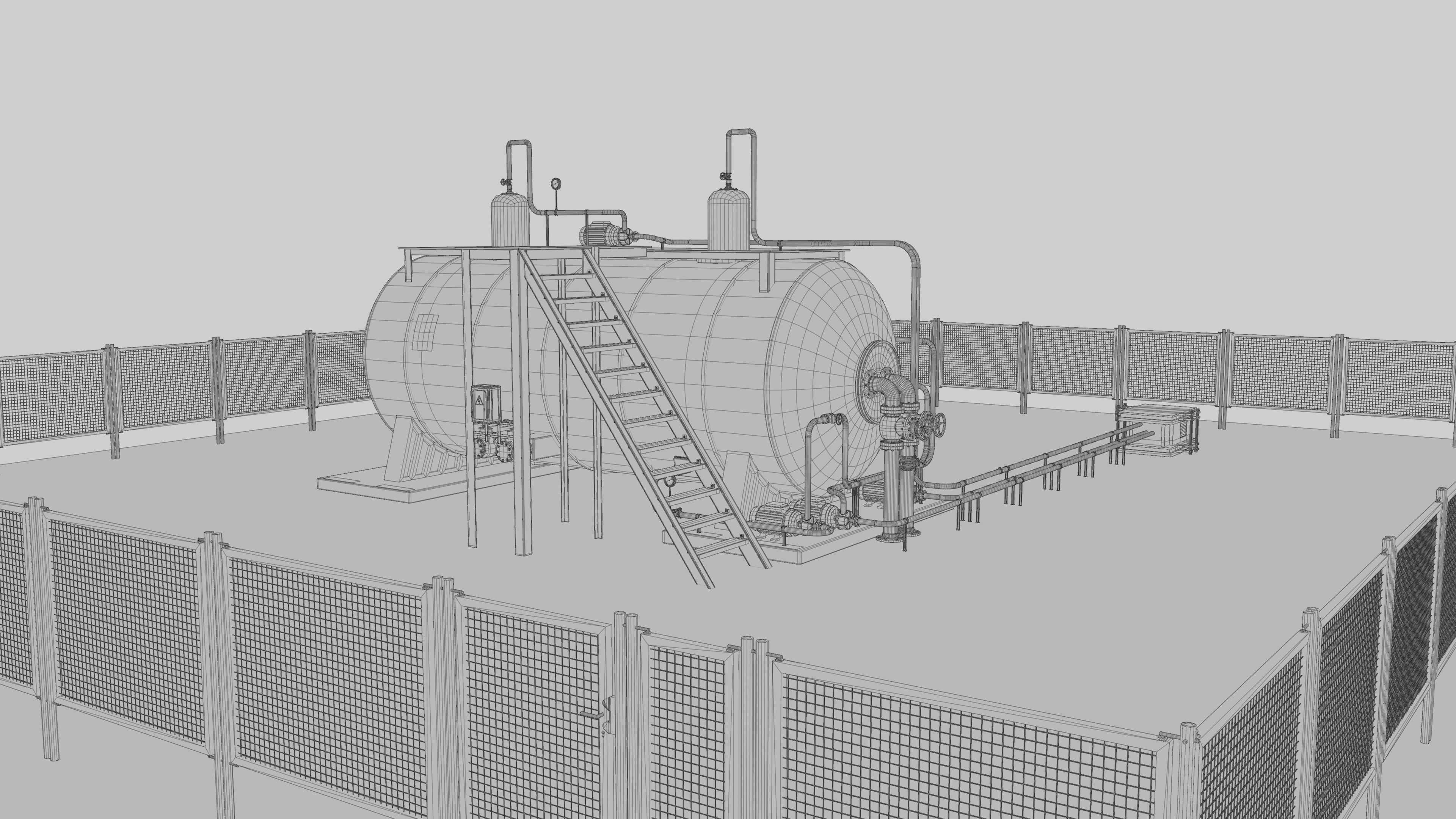 Steam Boiler Refinery Industrial 3D model_12