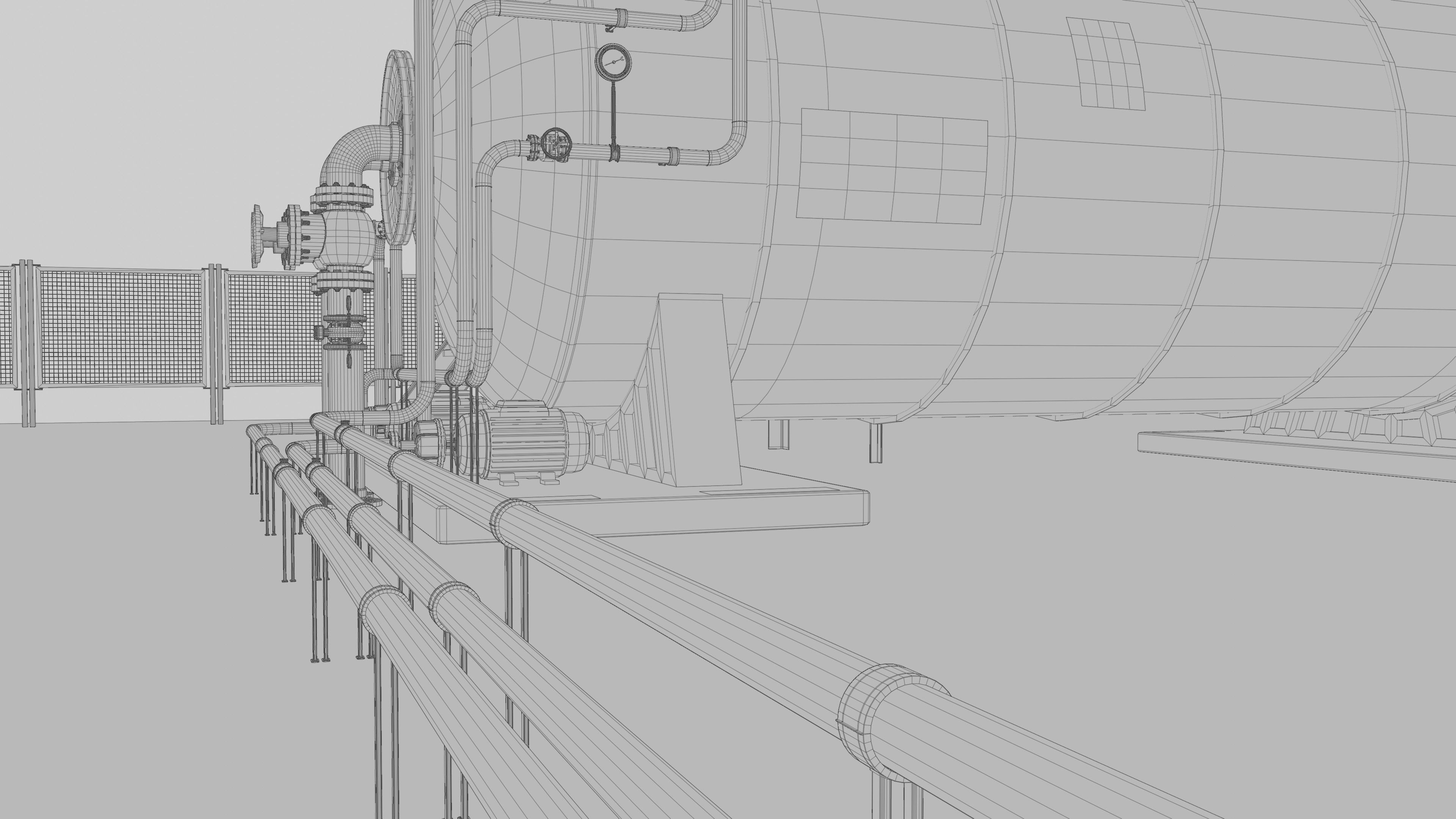 Steam Boiler Refinery Industrial 3D model_16