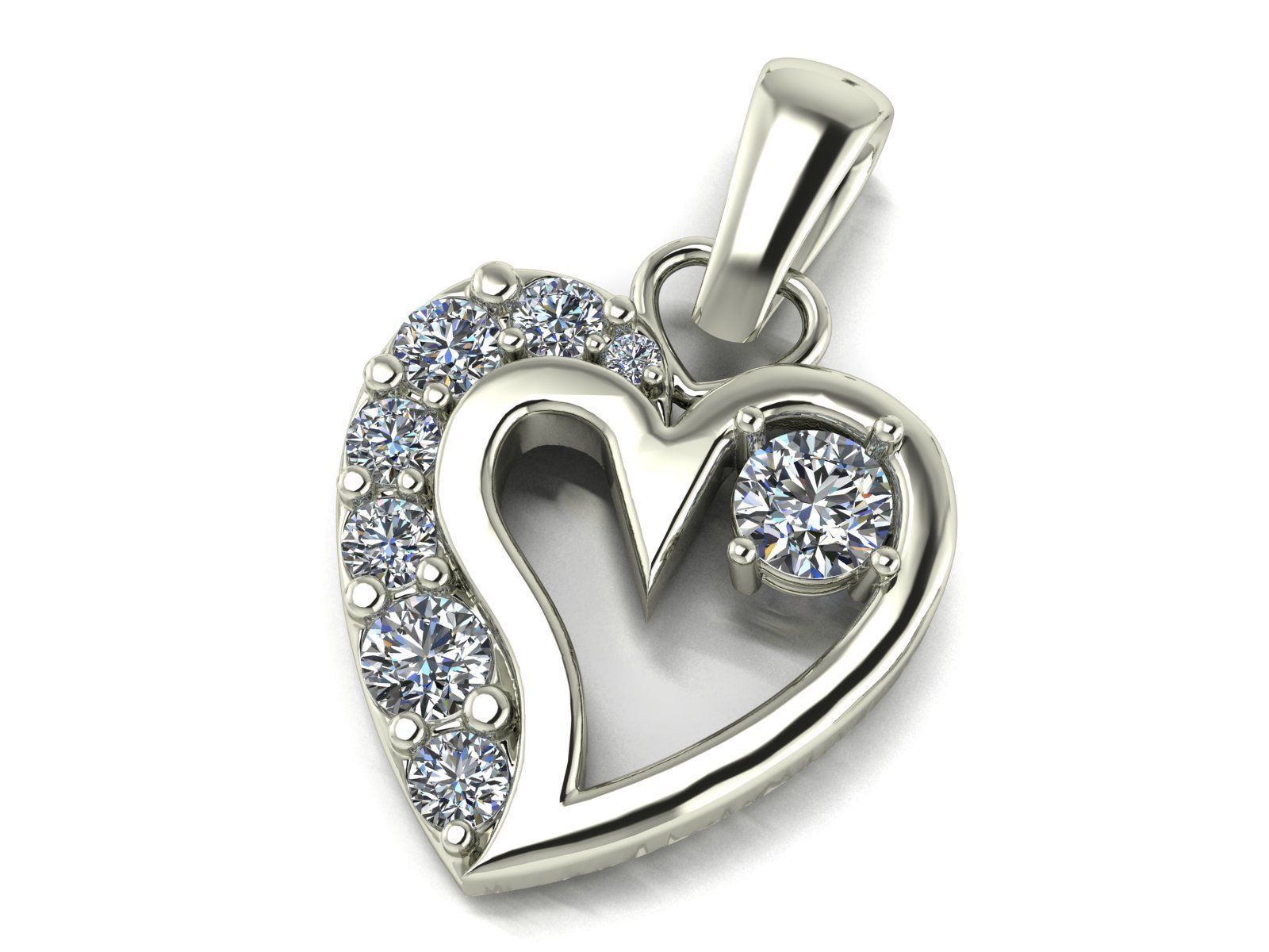 3 Heart Pendants with Diamonds - 3 3D print model_3