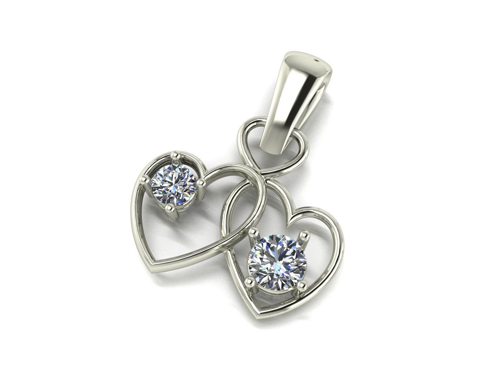 3 Heart Pendants with Diamonds - 3 3D print model_2