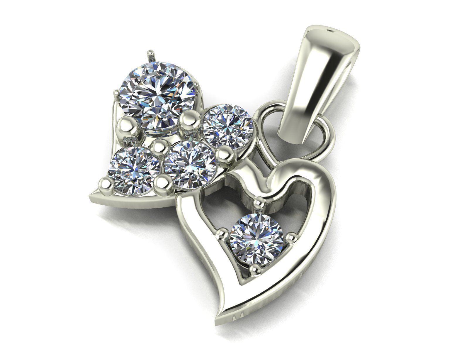 3 Heart Pendants with Diamonds - 3 3D print model_4