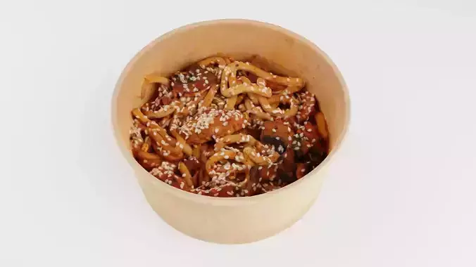 Udon Poke bowl lunch noodles with beef korean asian meal