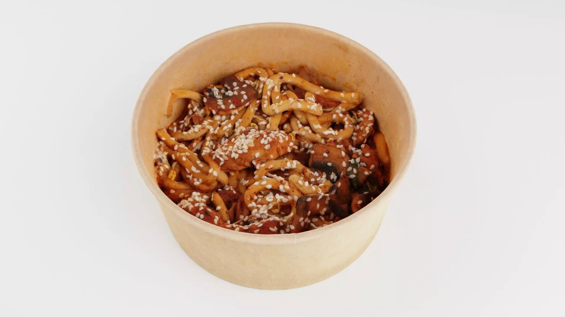 Udon Poke bowl lunch noodles with beef korean asian meal 3D model_0