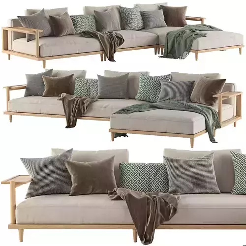 Riddle Ash Wood Outdoor L-Shaped Sectional Sofa by Acanva 3D model
