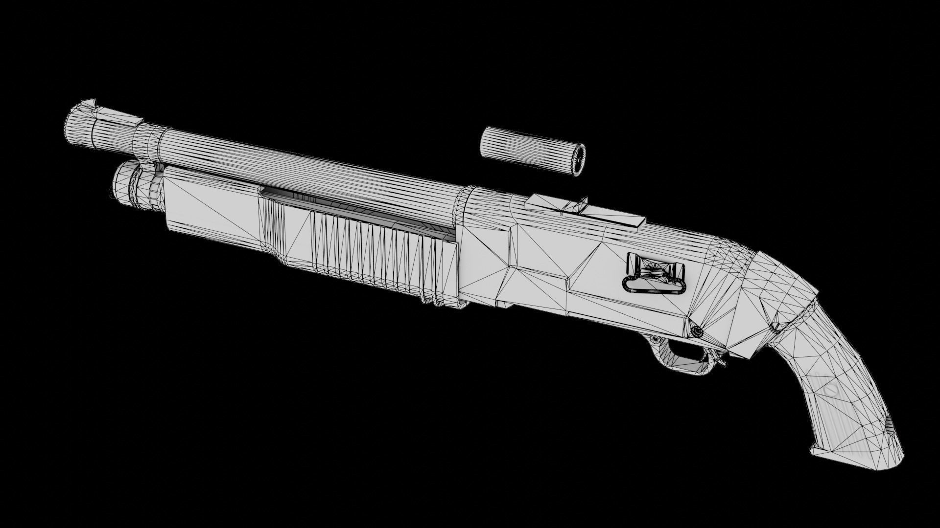 KS-23M Soviet Shotgun Low-poly 3D model_14